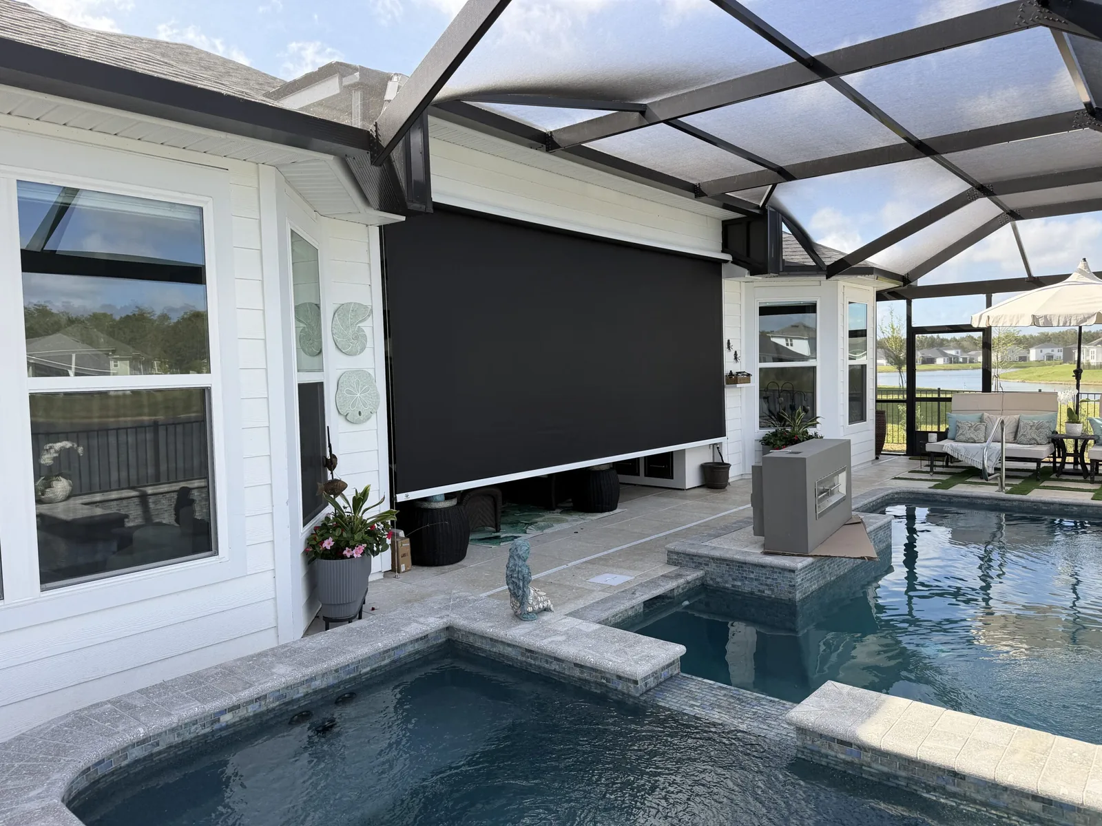 OpenRoller Cable Solar Screen, Phifer SunTex 95 in SilverLeaf, St. Johns County, FL